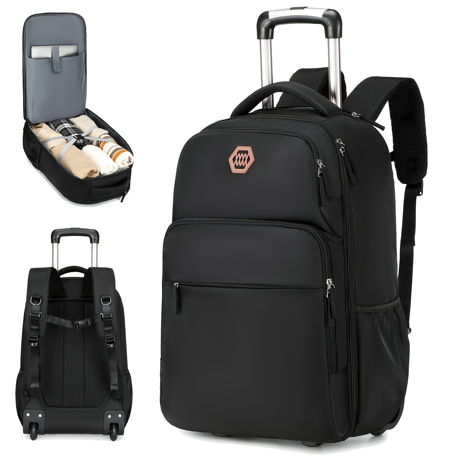 Foldable Rolling Luggage Bag - Ransel Laptop Beroda 40L, Tas Bisnis,