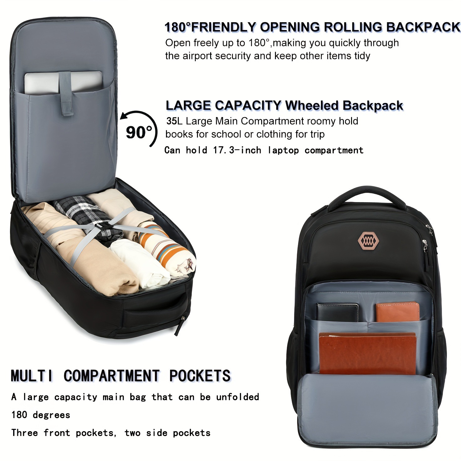 Ransel Laptop Beroda 40L, Tas  - Foldable Rolling Luggage Bag ulasan dan harga